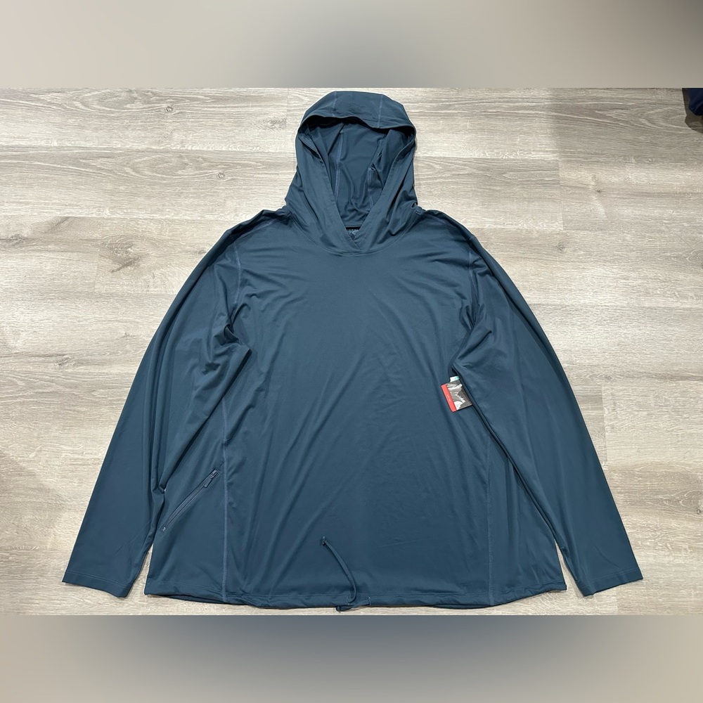 H104 NWT Mountain Hardwear Womens 2XL Crater Lake LS Hoodie Lightweight UPF 50+